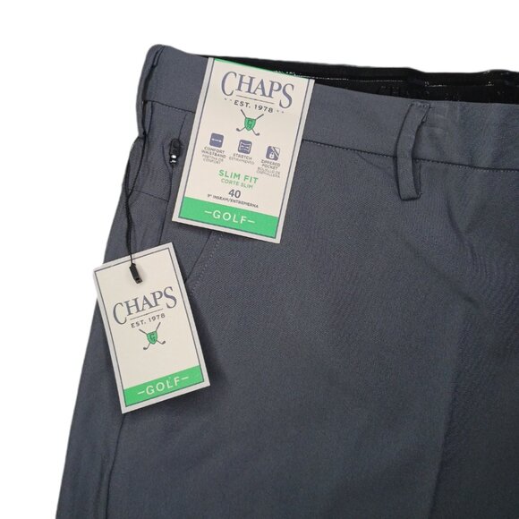 Chaps Mens 40 Golf Shorts Gray Slim Fit Comfort Stretch Zip Pocket - Picture 10 of 10